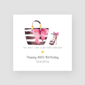 Biglietto di auguri personalizzato per l'80° compleanno della mamma, biglietto di auguri per l'80° compleanno della nonna, regalo per l'80° compleanno per lei, biglietto di auguri alla moda per donne di 80 anni