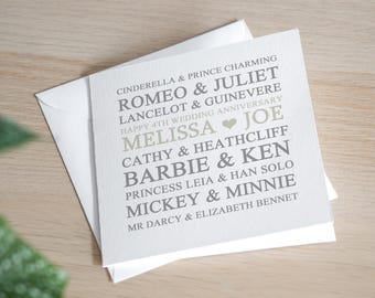 Cartão personalizado de 4º aniversário - Cartão de aniversário de casamento de linho - Cartão de quarto aniversário - Presente personalizado de 4º aniversário de casamento