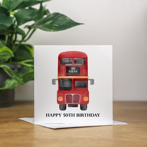 Cartão de aniversário personalizado de 50 anos para pai, cartão de aniversário de 50 anos para marido, cartão de aniversário de 50 anos, presentes de aniversário de ônibus para motorista de ônibus, cartão de aniversário masculino