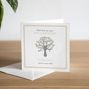 Tarjeta personalizada hecha a mano para el 30.º aniversario de bodas. Regalo de perla para el 30.º aniversario con amor en tu tarjeta de 30.º aniversario. Treinta años.