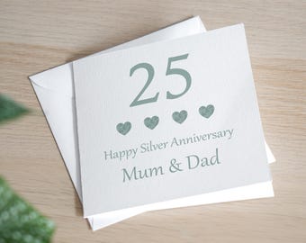 Personalised 25th Anniversary Card Silver Anniversary Card Twenty Fifth Anniversary Card Silver Wedding Anniversary Gift 25 Years Married