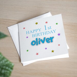 Tarjeta personalizada de primer cumpleaños - Tarjeta de primer cumpleaños para hijo - Tarjeta de primer cumpleaños para nieto - Tarjeta de cumpleaños de estrella para niño - Regalo de primer cumpleaños