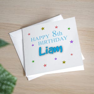 Tarjeta personalizada de octavo cumpleaños - Tarjeta de octavo cumpleaños para hijo - Tarjeta de octavo cumpleaños para nieto - Tarjeta de cumpleaños de estrella para niño - Regalo de octavo cumpleaños