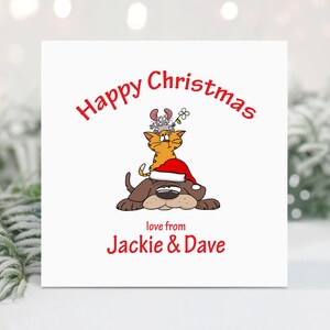 Carte de Noël drôle personnalisée - Carte de Noël personnalisée - Chien/Chat/Souris de Noël - Lui/Elle/Eux - Petit ami/Petite amie - Mari/Femme