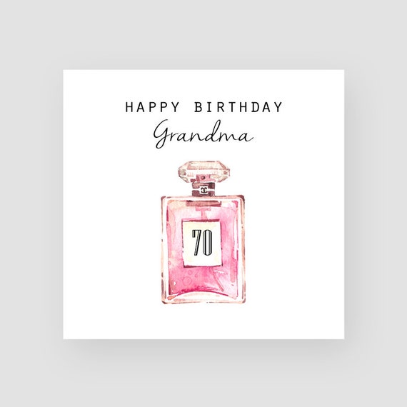 Personalised 70th Birthday Card Vintage Perfume Bottle Birthday Card