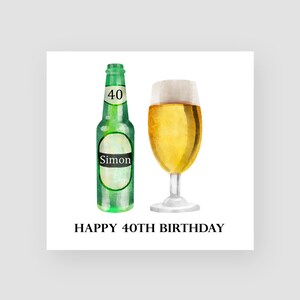 Carte personnalisée de 40e anniversaire - carte de 40 ans - 40 ans - carte d'anniversaire bière pour lui - pour homme - TOUT NOM/ÂGE