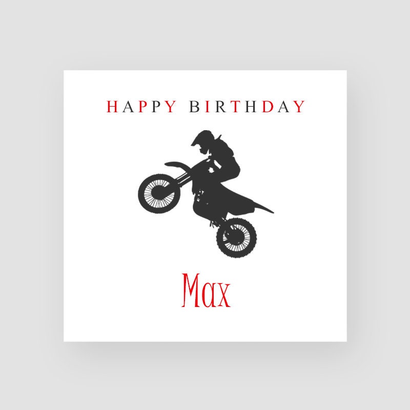 Carte Danniversaire Motocross Personnalisee Pour Lui Etsy France