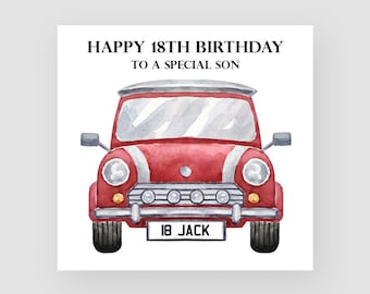 Personalised 18th Birthday Card - Vintage Car Birthday Card - Birthday Cards Him - Son Birthday Card - Grandson Birthday - ANY AGE/RELATION