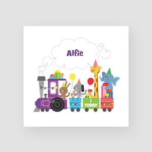 Biglietto personalizzato per il 1° compleanno - Biglietto per il primo compleanno - 1 anno di età - Treno degli animali - Per lui - Per i bambini - Per il ragazzino - Per il figlio - Per il nipote