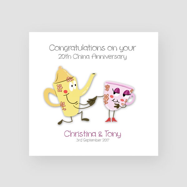 Personalised 20th Anniversary Card - China Anniversary Card - Funny Anniversary Card - Anniversary Card Husband - Anniversary Card Wife