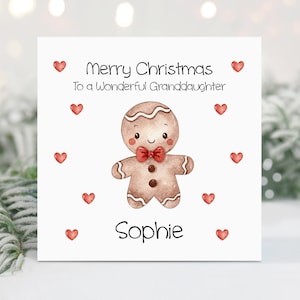 Gepersonaliseerde peperkoek kerstkaart dochter gepersonaliseerde kerstkaart kleindochter kerstcadeau klein meisje vrolijke kerstkaart nichtje