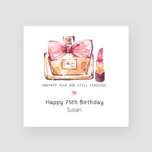 Tarjeta de cumpleaños número 75 personalizada, tarjeta de cumpleaños número 75 para mamá, tarjeta de 75 días, moda femenina, regalo de cumpleaños hecho a mano 75 para ella