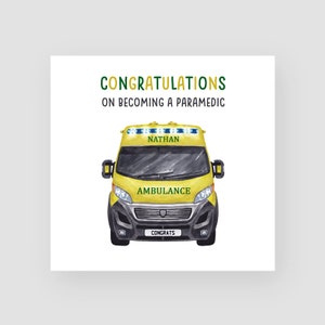 Gepersonaliseerde felicitaties met het worden van paramedicus - nieuwe baan paramedicuskaart - pas afgestudeerde paramedicus - nieuwe ambulancechauffeur
