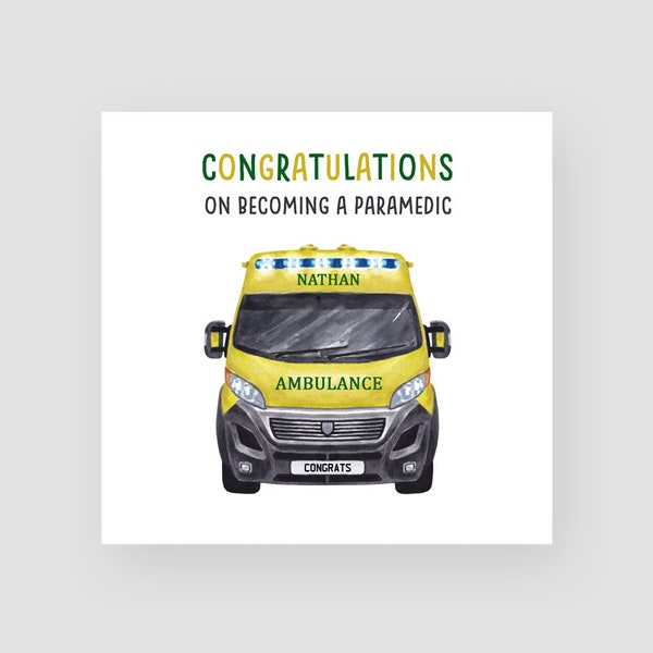 Personalised Congratulations On Becoming a Paramedic - New Job Paramedic Card - Graduation Paramedic Card - New Ambulance Driver