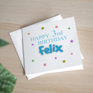 Biglietto di auguri personalizzato per il 3° compleanno - Biglietto di auguri per il 3° compleanno del figlio - Biglietto di auguri per il 3° compleanno del nipote - Biglietto di auguri con stelle per bambino - Regalo per il 3° compleanno