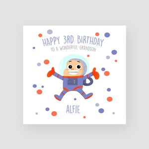 Personalizzato 3 ° compleanno carta per ragazzo - Spaceman 3 ° compleanno carta - figlio 3 ° compleanno carta Spaceman - nipote 3 ° compleanno carta