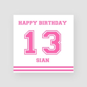 Cartão de aniversário de 13 anos personalizado - Feliz 13 anos - Cartão de aniversário do time do colégio - Cartão de aniversário de filha - Cartão de aniversário de menina - QUALQUER NOME/IDADE