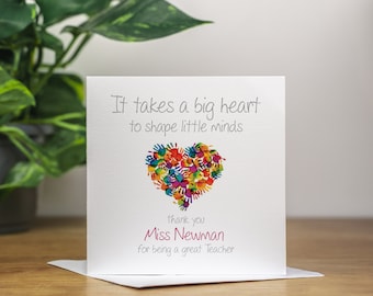 Personalised Thank You Card For Teacher Appreciation Day Card World Teacher Day Gift End Of Term Primary School Card For Nursery Teacher
