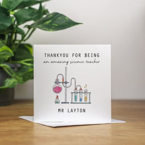 Cartão de agradecimento personalizado para o professor de ciências Cartão de agradecimento ao professor de química Dia mundial do professor Presentes científicos para químicos