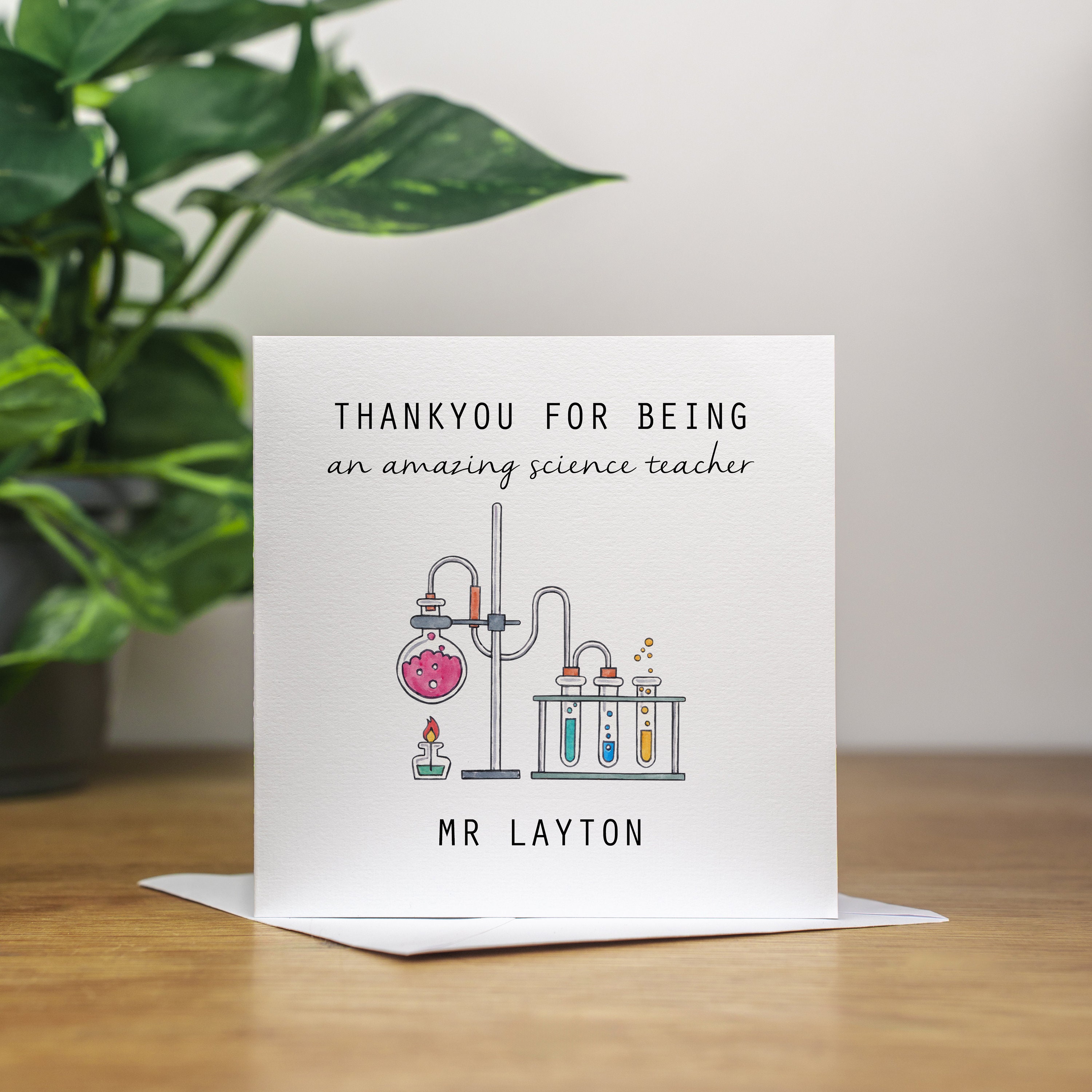 Tarjeta De Agradecimiento Para Profesor Huxters - Con Sobre, Papel 350 G, Interior En Blanco