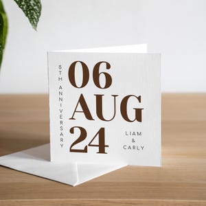Personalised 5th Anniversary Card Wife Wood Anniversary Card Husband Fifth Anniversary Card Handmade Wooden Anniversary Gift For Them