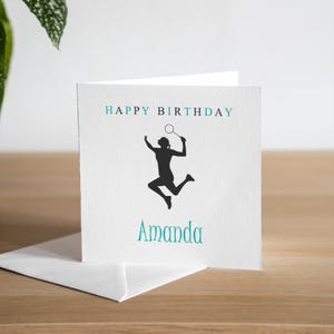 Carte d'anniversaire personnalisée badminton - carte d'anniversaire fille - carte d'anniversaire fille sportive - carte d'anniversaire petite-fille - amateur de badminton