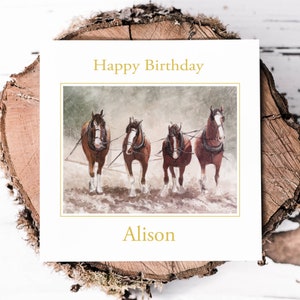 Carte d’anniversaire de cheval personnalisée - Carte d’anniversaire de poney - Carte d’anniversaire pour elle - Carte d’anniversaire de femme - Carte d’anniversaire de maman - Carte de campagne