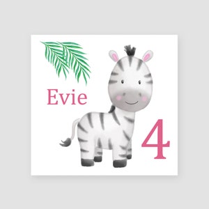 Biglietto di compleanno personalizzato per il 4° compleanno Biglietto di compleanno per nipote Zebra Biglietto di compleanno per animali figlia Età 4 Biglietto per quarto compleanno per bambini per lei