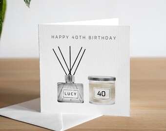 Personalised 40th Birthday Card for Her, Elegant 40th Birthday Card, Custom Name & Age Card, Stylish Card for Wife Friend Daughter Mum