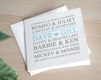 Personalised 60th Anniversary Card - Diamond Wedding Anniversary Card - Sixty Anniversary Card - Personalised 60th Wedding Anniversary Gift