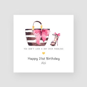Cartão de aniversário personalizado de 21 anos, neta, vinte primeiros cartões de aniversário, filhas, presente de 21 anos para sua moda, cartão de aniversário feminino