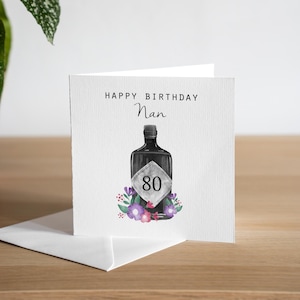 Gepersonaliseerde 80e verjaardagskaart Gin-verjaardagscadeau vrouwelijke verjaardagskaart voor haar 80e verjaardagskaart moeder tachtigste verjaardagskaart handgemaakte gin-tonic