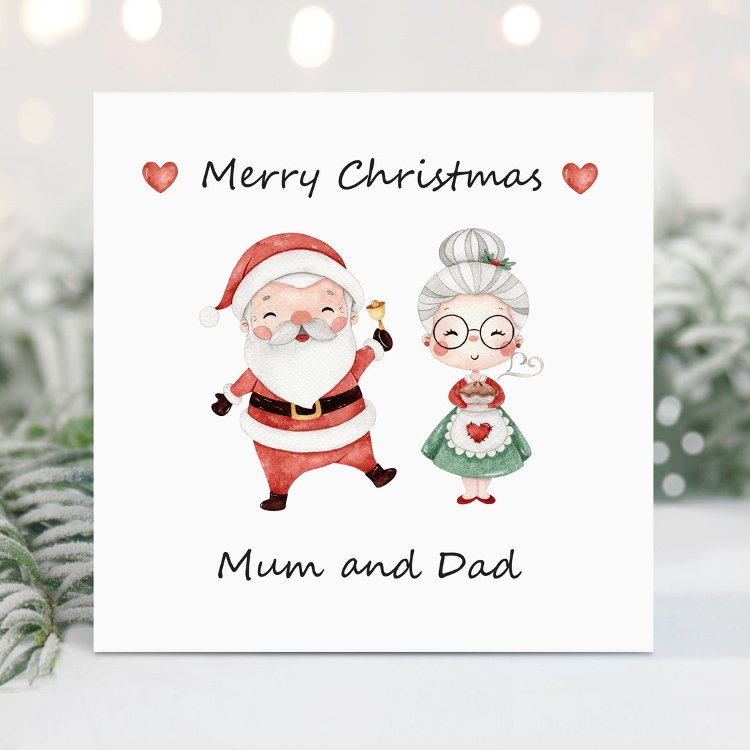 Personalised Mum Dad Christmas Card Cute Personalised Xmas