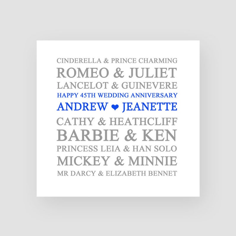 HusbandWife Personalised 45th Anniversary Card Forty-Fifth Anniversary Card Sapphire Anniversary Card For Them Couples HimHer