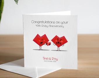 Personalised 40th Anniversary Card Husband Ruby Anniversary Card Wife 40th Wedding Anniversary Gift For 40 Year Anniversary Card For Him
