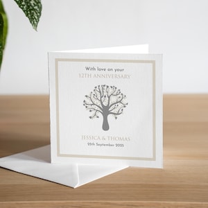 Gepersonaliseerde handgemaakte kaart 12e huwelijksverjaardag zijdekaart 12e verjaardag cadeau met liefde op je 12e verjaardag kaart Twaalf jaar