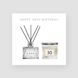 Carte personnalisée 30e anniversaire petite amie 30e anniversaire cadeau fille 30e anniversaire petite-fille carte trentième anniversaire bougie diffuseur