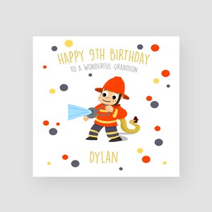 Tarjeta de 9.° cumpleaños personalizada Niño 9.° Tarjeta de cumpleaños hecha a mano Nieto 9.° Regalos de cumpleaños Hijo Edad 9 Tarjeta de cumpleaños Regalos de bombero Niño pequeño