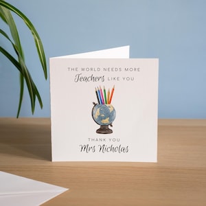 Gepersonaliseerde bedankkaart voor de leraar Waarderingsdagkaart Cadeaus voor de Wereldleraar Dag, bedankje voor het lesgeven Einde schooljaar Handgemaakt