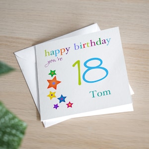 Carte d'anniversaire personnalisée 18 ans, fils, carte d'anniversaire de 18 ans, petit-fils, cadeau de 18 ans, homme, carte d'anniversaire pour homme, fait main, 18 ans