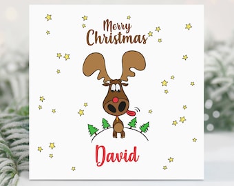 Personalised Rudlop Christmas Card - Reindeer Christmas Card - Christmas Card For Him - Son Christmas Card - Husband Christmas Card