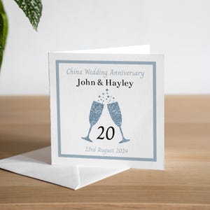 Tarjeta del 20.º aniversario - Tarjeta de aniversario de China - Tarjeta del vigésimo aniversario - Regalo del 20.º aniversario - Regalo de aniversario de China