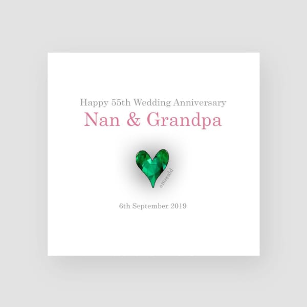 Personalised 55th Anniversary Card - Emerald Anniversary Card - Fifty fifth Anniversary Card - 55th Anniversary Gift - 55 Year Anniversary