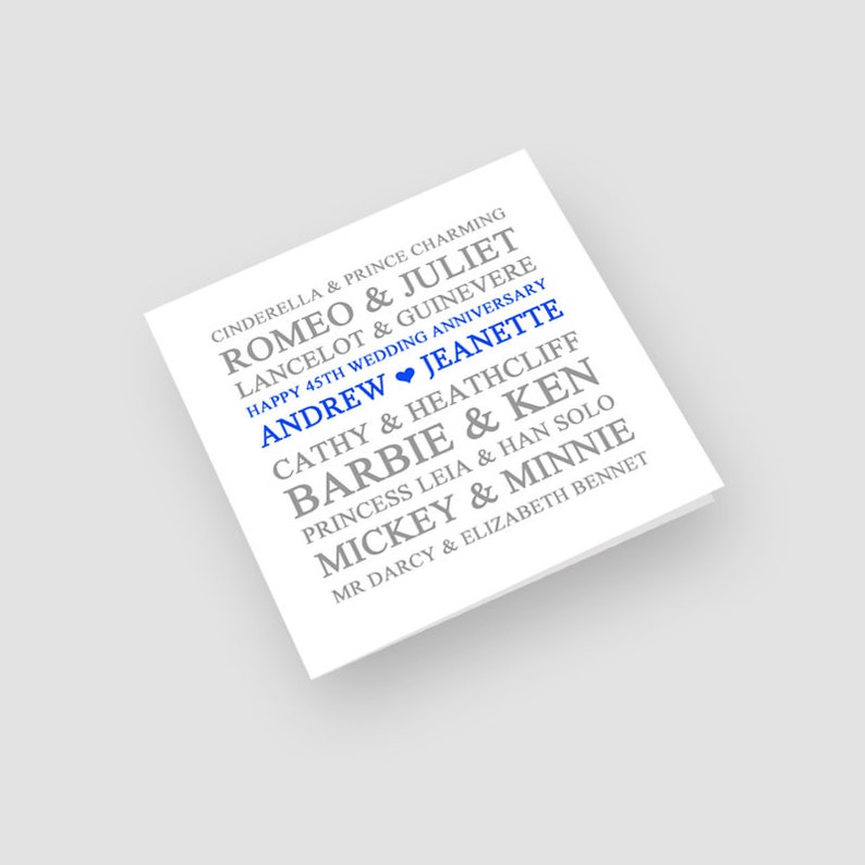 HusbandWife Personalised 45th Anniversary Card Forty-Fifth Anniversary Card Sapphire Anniversary Card For Them Couples HimHer