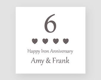 6th Anniversary Card - Iron Anniversary Card - Sixth Anniversary Card - Steel Wedding Anniversary Gift - 11 Years Married Gift