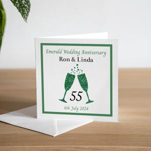 Tarjeta del 55.° aniversario - Tarjeta del aniversario esmeralda - Tarjeta del quincuagésimo quinto aniversario - Regalo del 55.° aniversario - Regalo del aniversario esmeralda