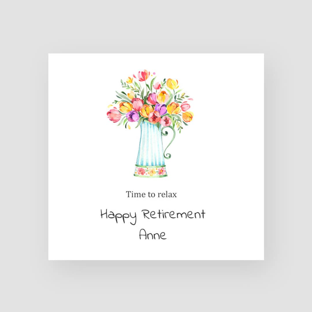 Personalised Retirement Card for Her Flower Vase Good Luck
