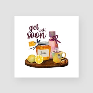 Carte personnalisée Get Well Soon - Pour elle - Pot de miel - Avec sympathie - Je pense à toi - Bonne chance - Opération - Hôpital - Cancer
