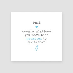Gepersonaliseerde Godfather Promotiekaart - Peetzoon - Peetdochter - Voorstel - Nieuwe baby - Nieuwe geboren baby - Gefeliciteerd - Babyjongen/meisje