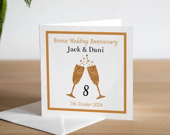 Carte 8e anniversaire - Carte anniversaire bronze - Carte huitième anniversaire - Cadeau anniversaire bronze - Cadeau 8e anniversaire
